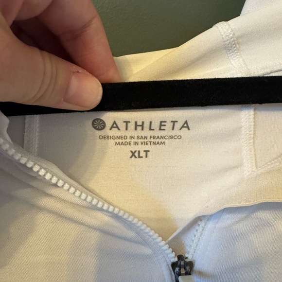 Athleta Hooded Short-Sleeve Pullover with 1/4 Zipper XLT White - Picture 2 of 6